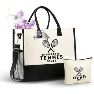 Tennis Tote Bag Polyester Large Capacity Zipper Shoulder for Women Coaches